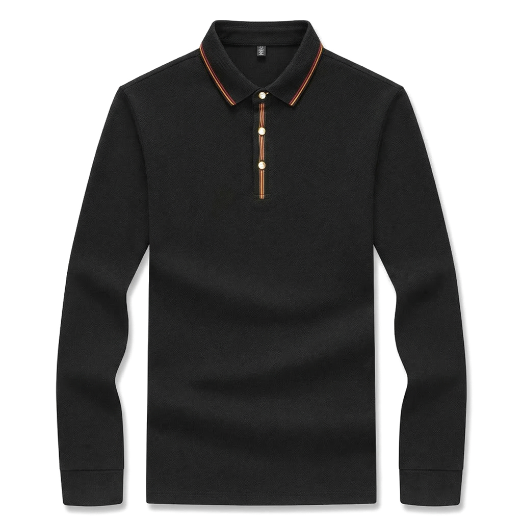 Davide Roma Long-Sleeve Polo - Color:Black;Size:M (50-62kg)