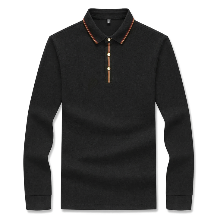 Davide Roma Long-Sleeve Polo - Color:Black;Size:M (50-62kg)