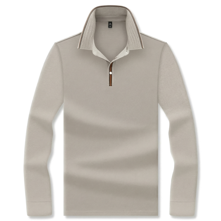 Davide Roma Long-Sleeve Polo - Color:Light Apricot;Size:M (50-62kg)