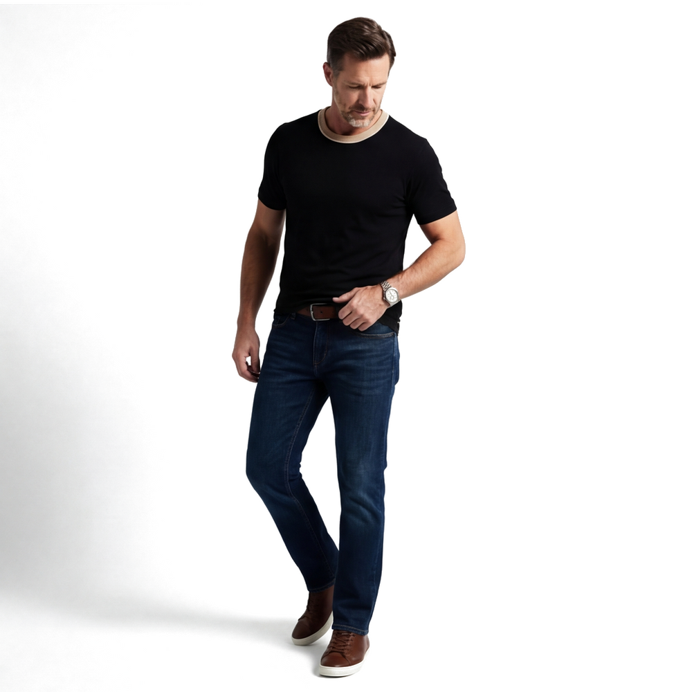 Deep Black Alister Cotton Crewneck Tee 2