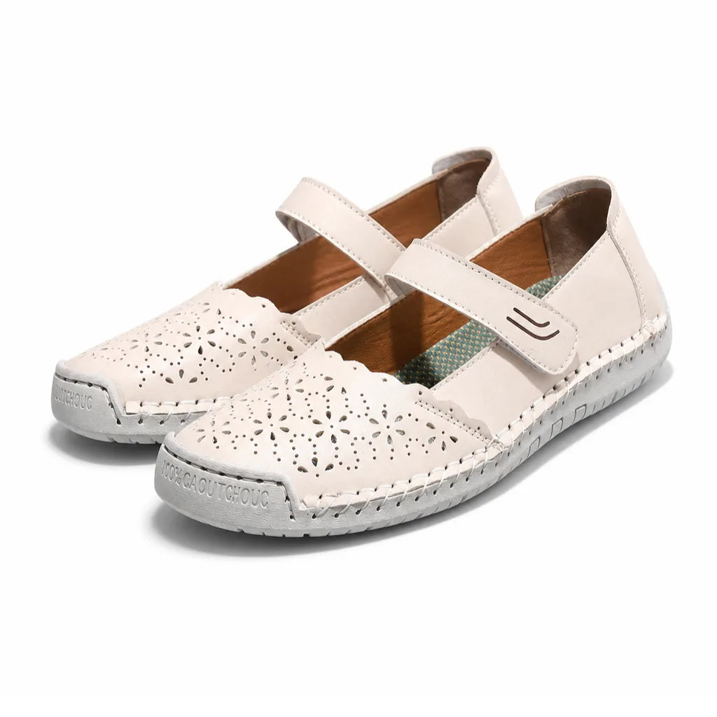 Demi Floral Flat Shoes - Color:Beige;Size:36