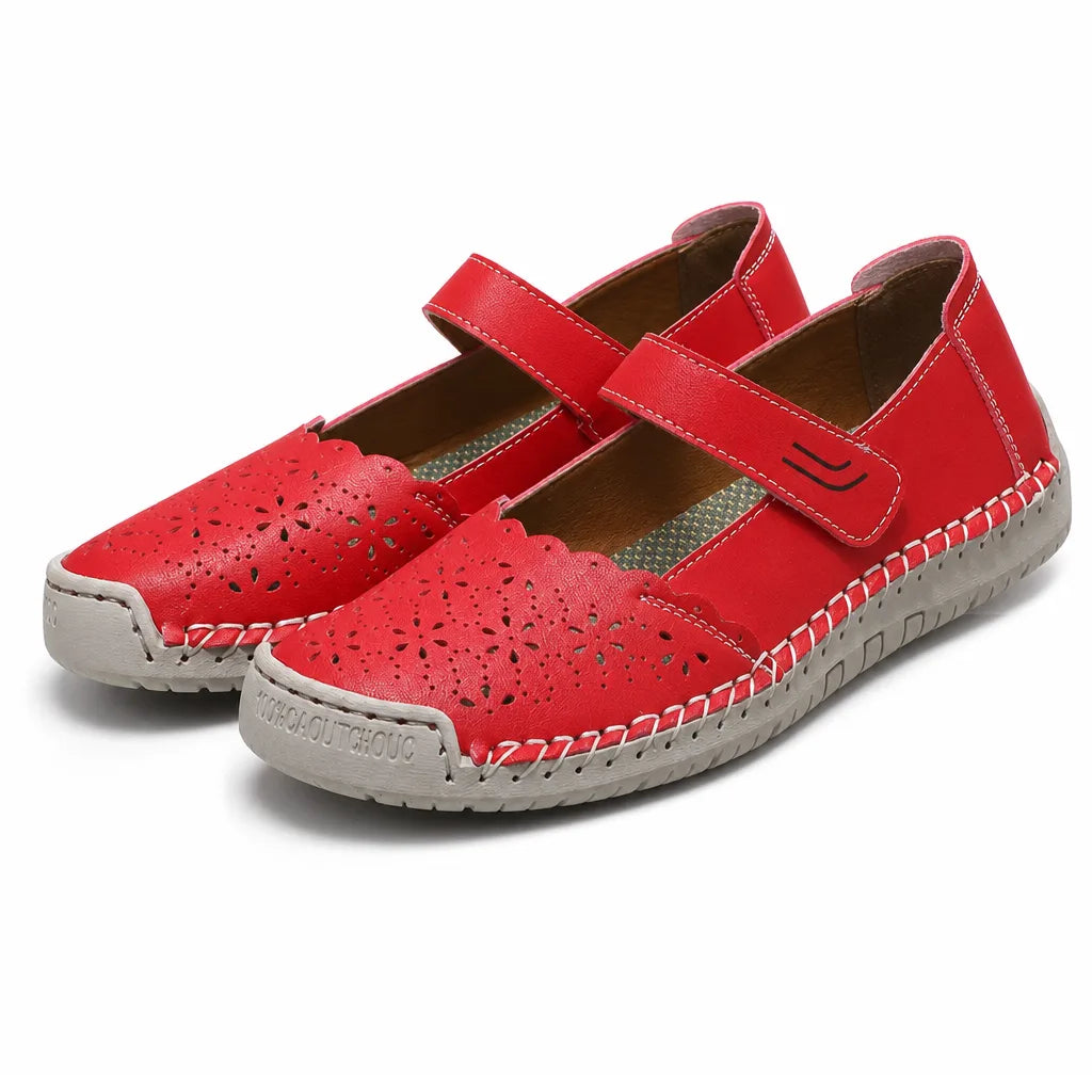 Demi Floral Flat Shoes - Color:Red;Size:36