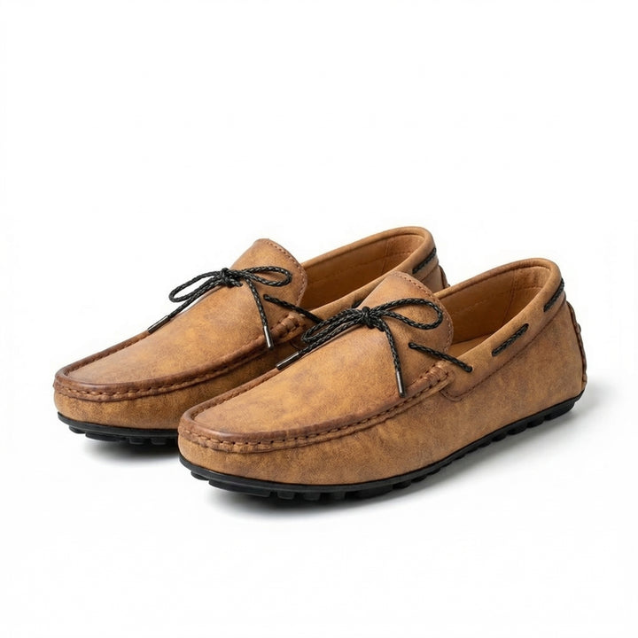 Dominic Grained Moccasins - Color:Light Brown;Size:38