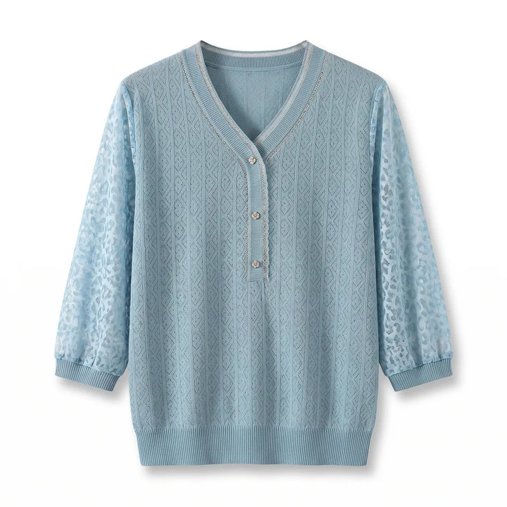 Draper V-Neck Knit Cardigan - Color:Blue;Size:M