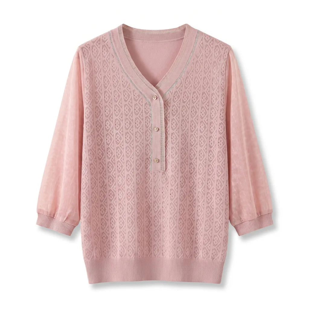 Draper V-Neck Knit Cardigan - Color:Pink;Size:M