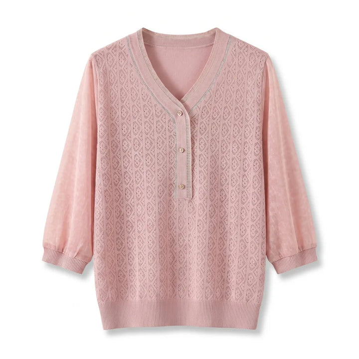 Draper V-Neck Knit Cardigan - Color:Pink;Size:M