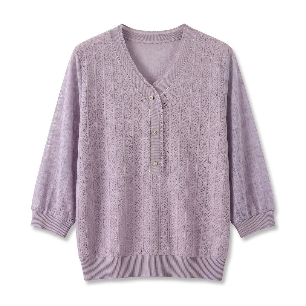 Draper V-Neck Knit Cardigan - Color:Purple;Size:M