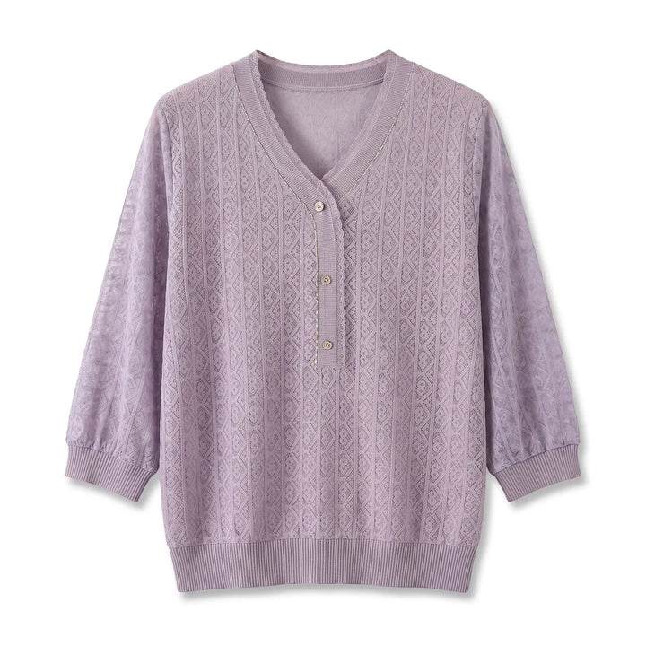 Draper V-Neck Knit Cardigan - Color:Purple;Size:M