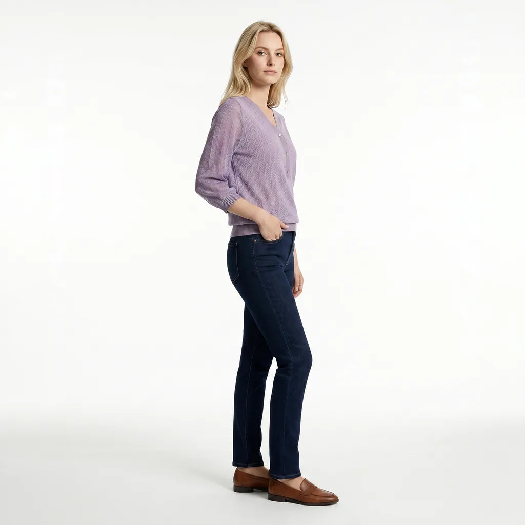Women's Purple Draper V-Neck Knit Cardigan