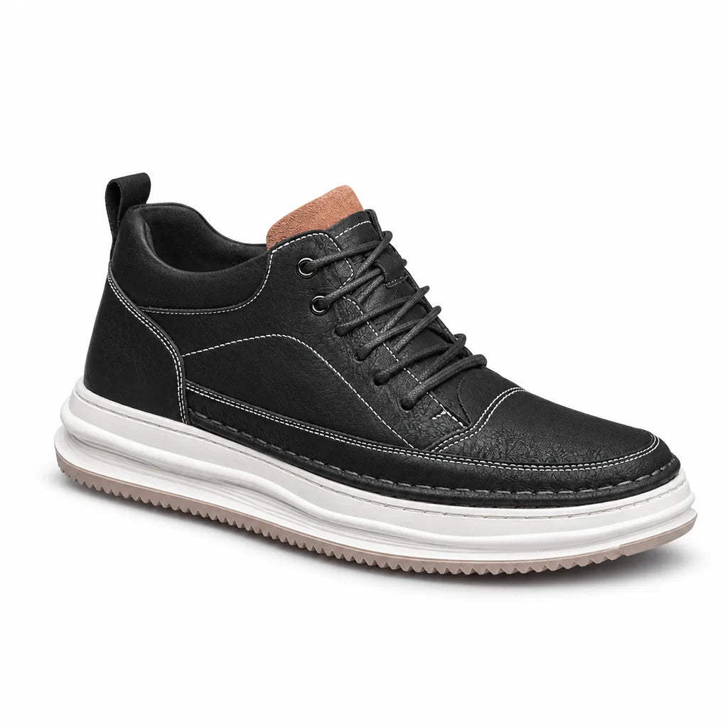 Men's Black Austen Leather Lift Sneakers