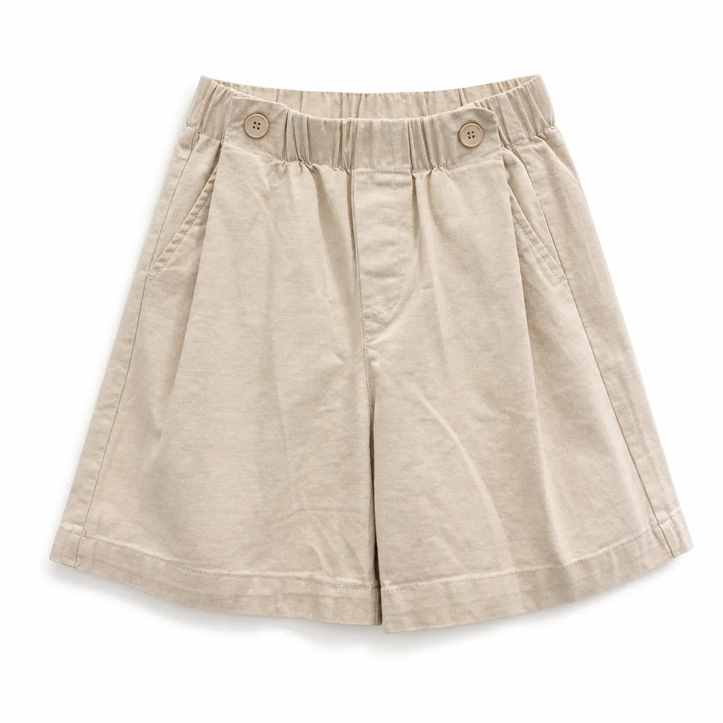 Eleanor Cotton Bermuda Shorts - Color:Beige;Size:XS