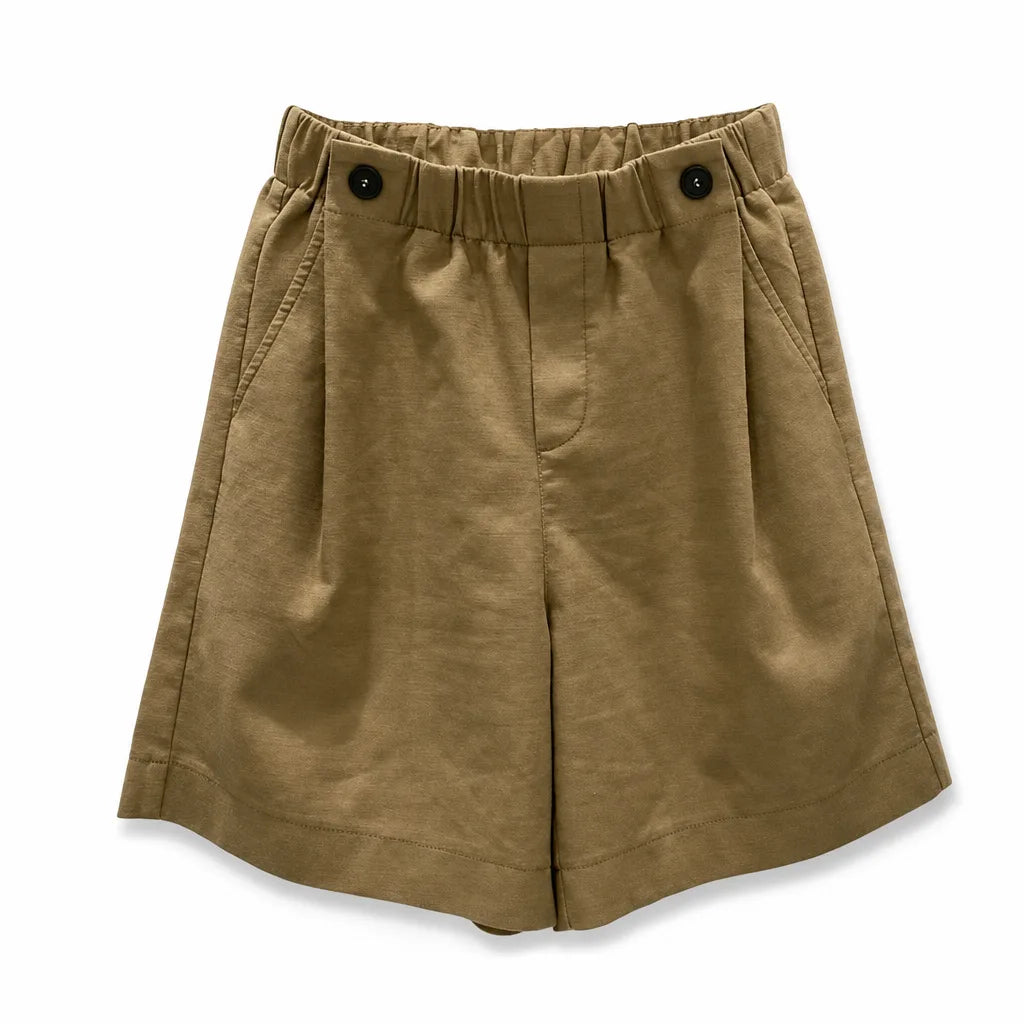 Eleanor Cotton Bermuda Shorts - Color:Khaki;Size:XS