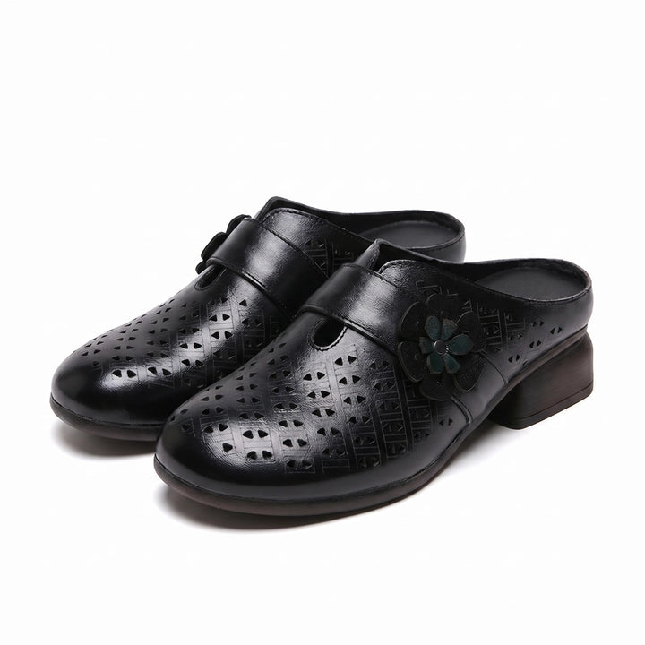 Elena Floral Mules - Color:Black;Size:35