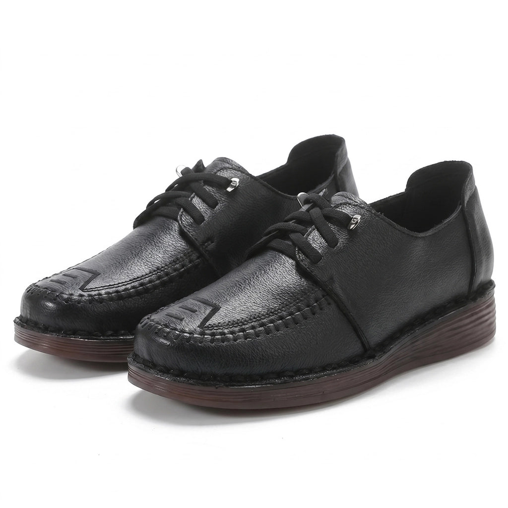 Elena Leather Platform Wedges - Color:Black;Size:35