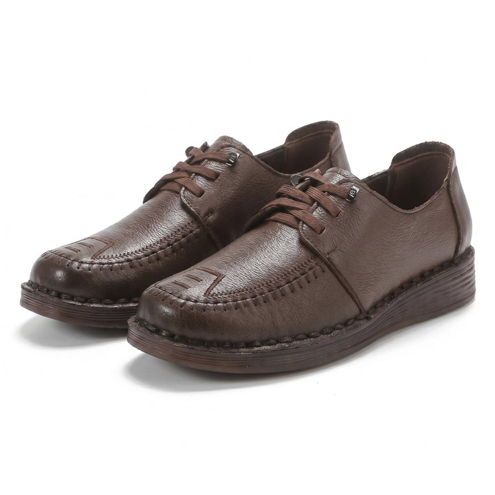 Elena Leather Platform Wedges - Color:Brown;Size:35