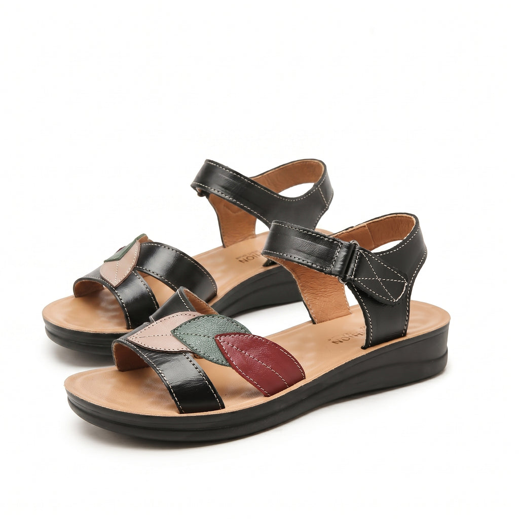 Elena Peep-Toe Sandals - Color:Black;Size:35