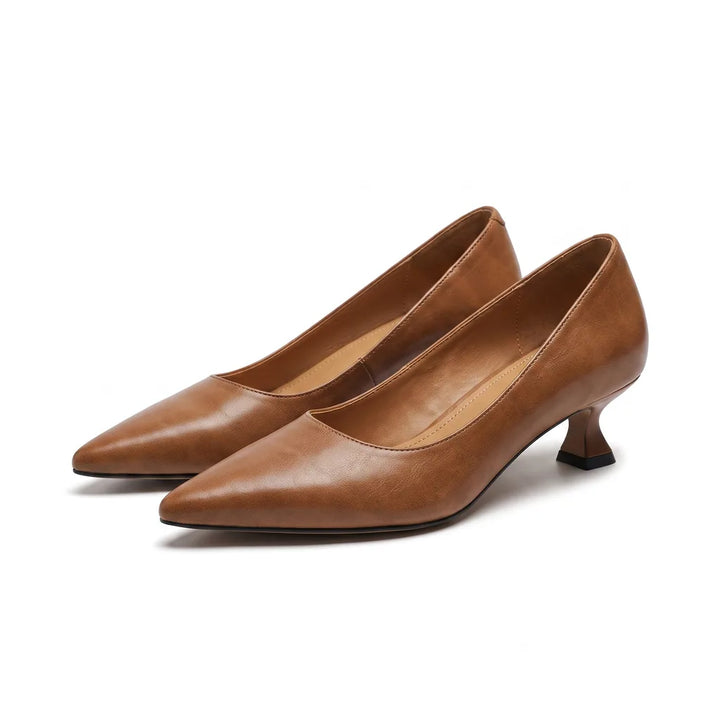 Elenia Tapered Heel Pumps - Color:Beige;Size:35