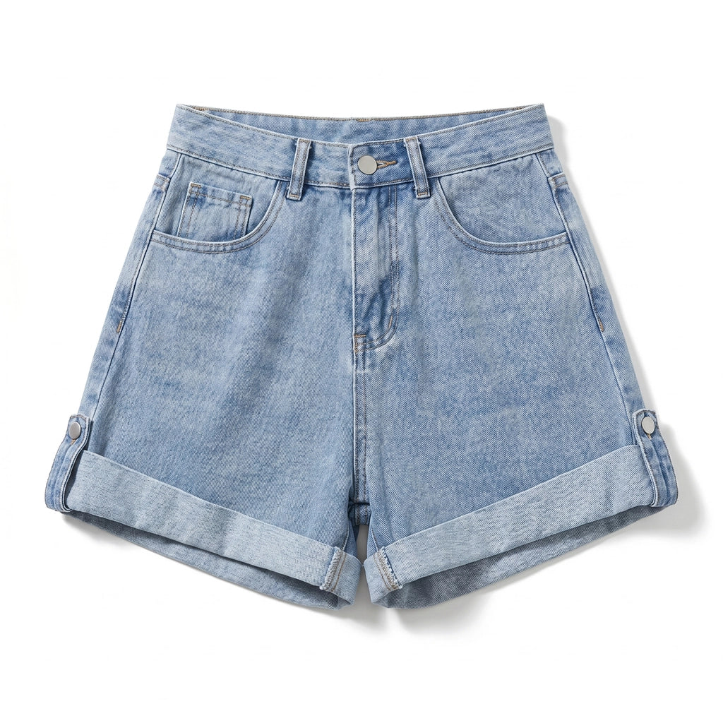 Elise Denim Shorts - Color:Light Blue;Size:XS