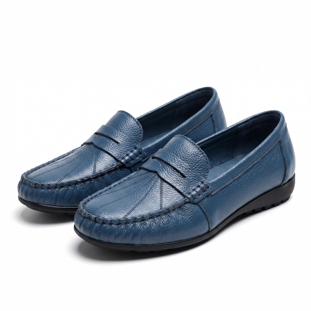 Eliza Leather Comfort Loafers - Color:Blue;Size:35