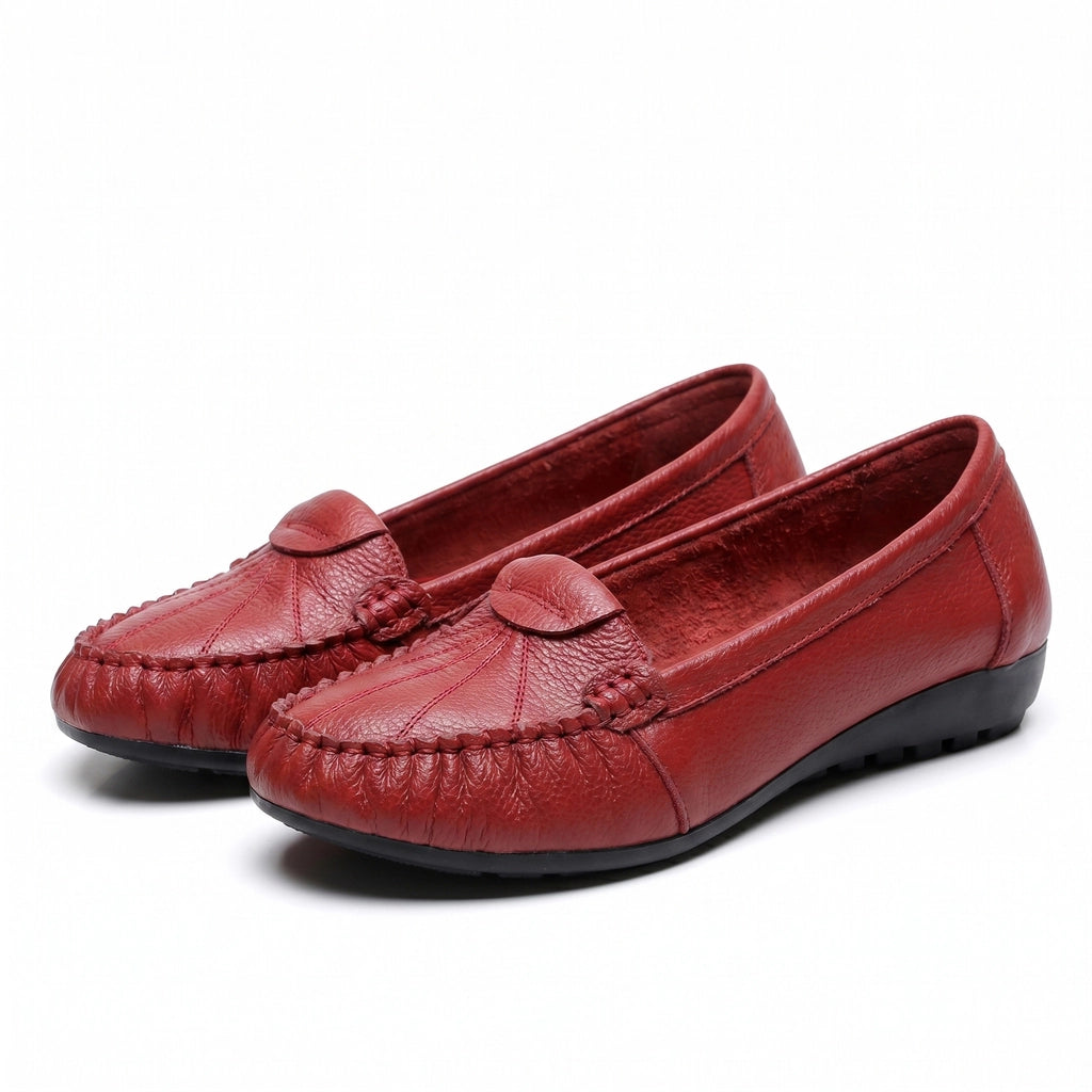 Eliza Leather Comfort Loafers - Color:Red;Size:35