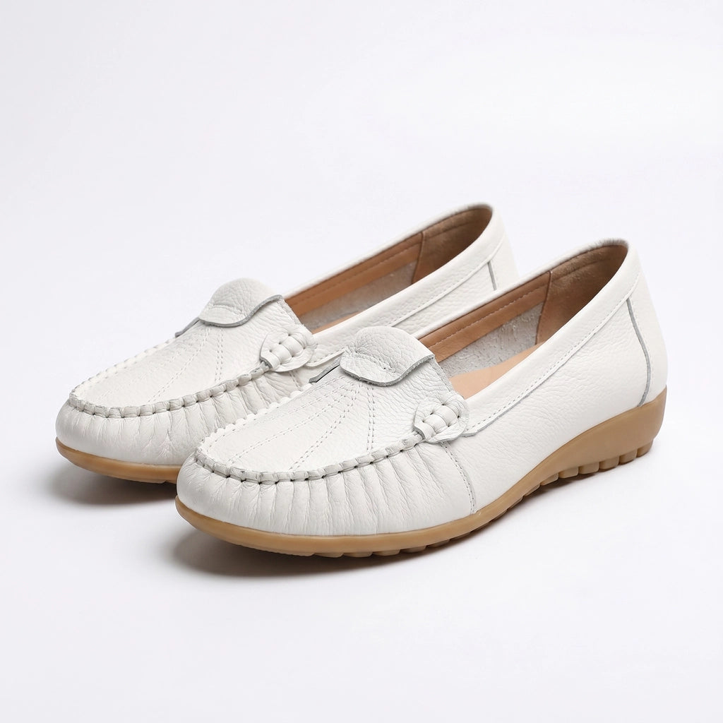 Eliza Leather Comfort Loafers - Color:White;Size:35