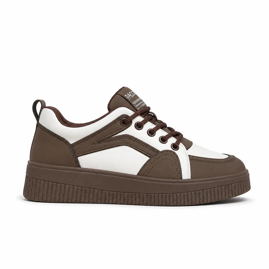 Women's Brown 4cm heel Franklin Platform Lace-Up Sneakers