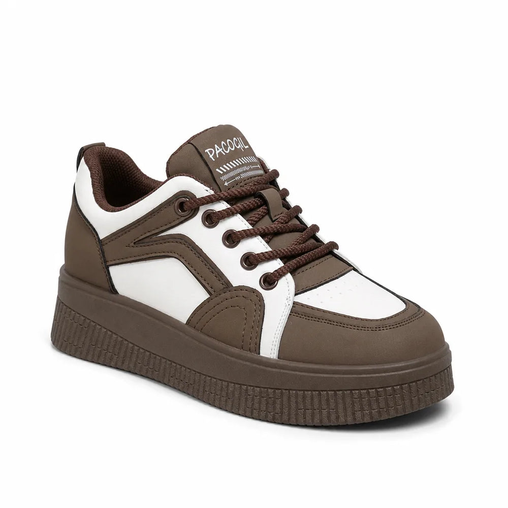 Women's Brown 4cm heel Franklin Platform Lace-Up Sneakers