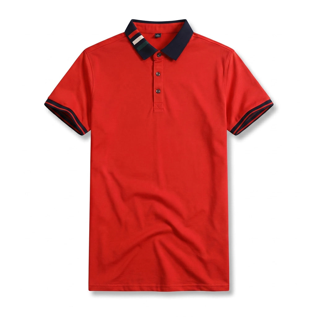 Emerson Cotton Polo Shirt - Color:Red;Size:XS