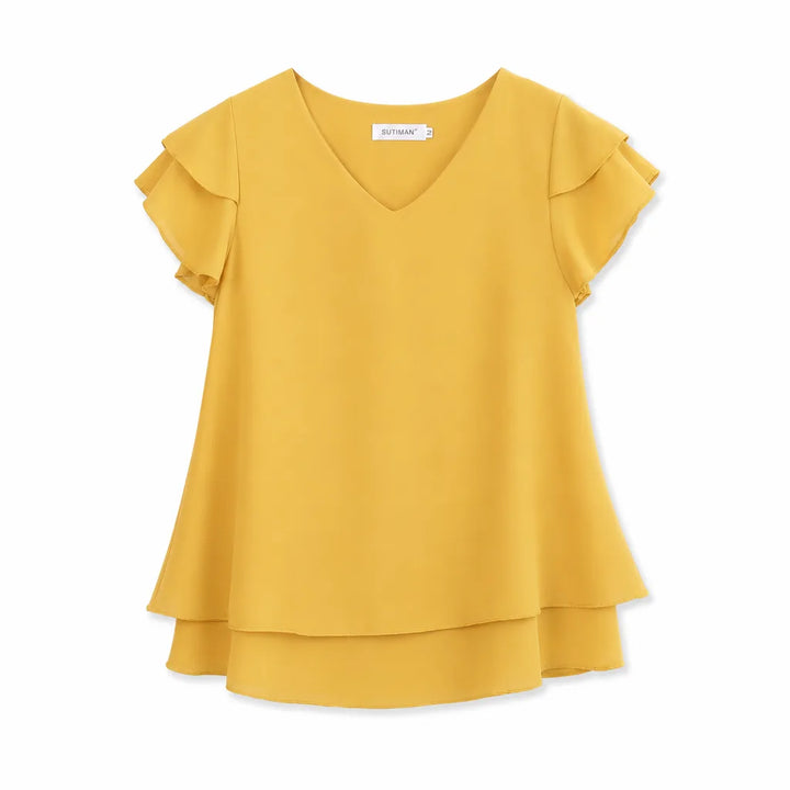 Emma Ruffle Sleeve Blouse - Color:Ginger;Size:S