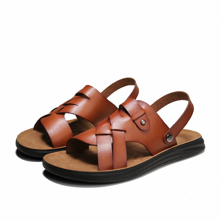 Ethan Dual-Strap Sandals - Color:Brandy;Size:38