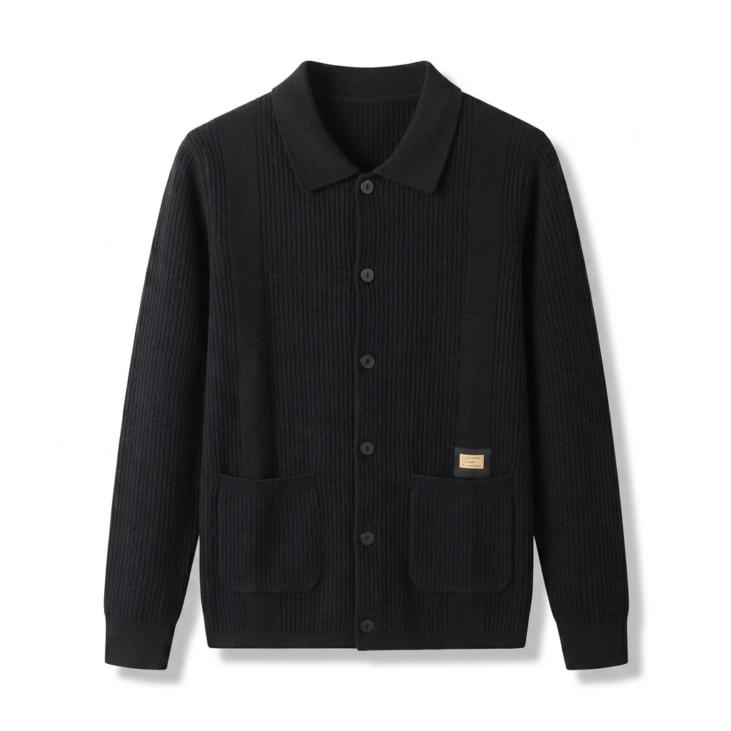 Ethan Knit Cardigan Jacket  - Color:Black;Size:S