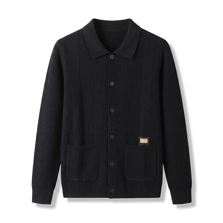 Ethan Knit Cardigan Jacket  - Color:Black;Size:S