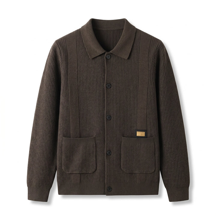 Ethan Knit Cardigan Jacket  - Color:Coffee;Size:S