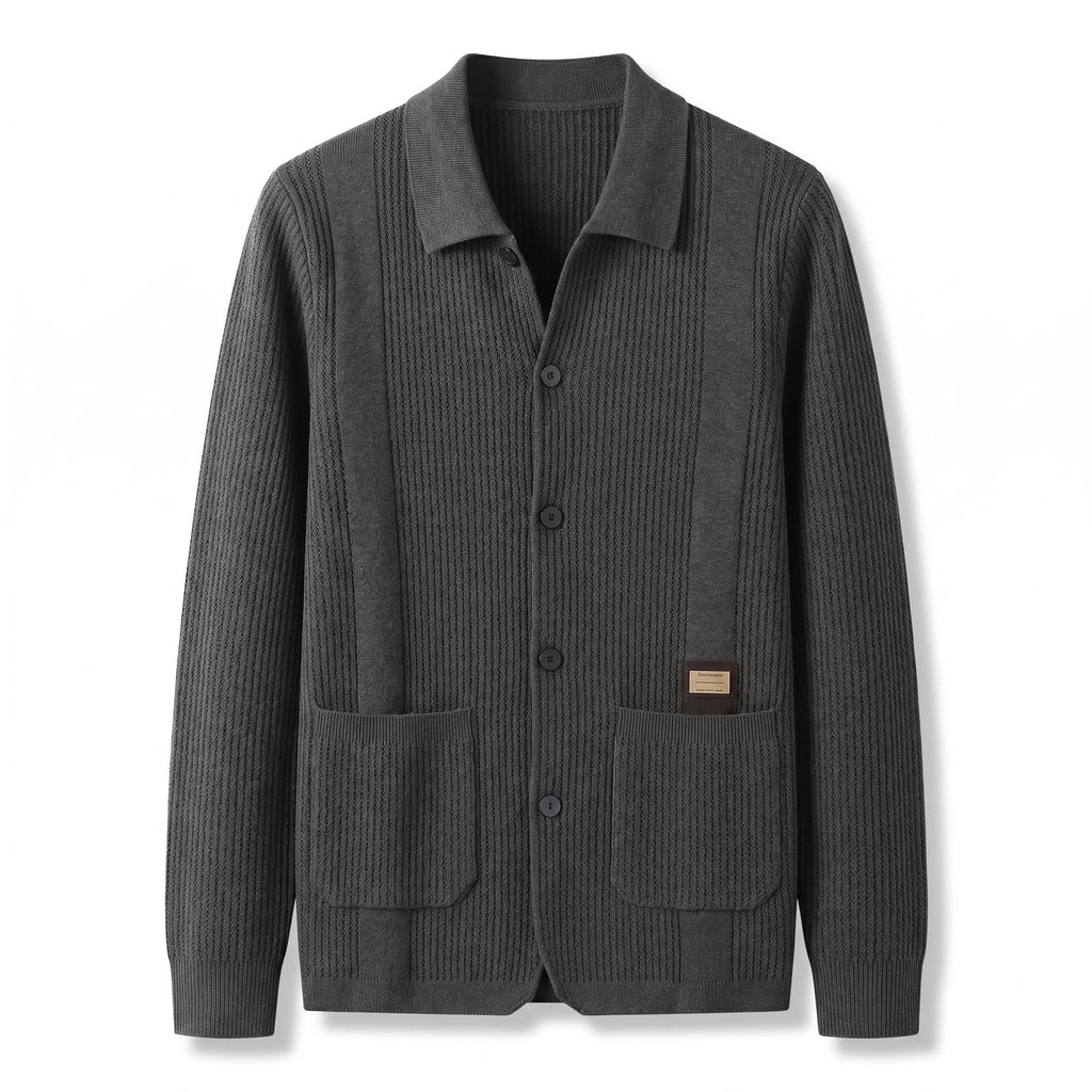 Ethan Knit Cardigan Jacket  - Color:Gray;Size:S