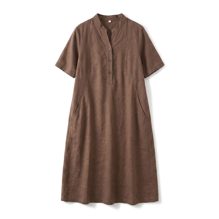 Evangeline Midi Dress - Color:Brown;Size:S