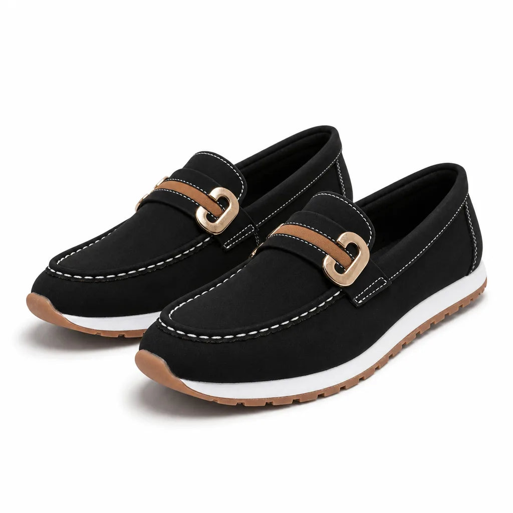 Evelyn Buckle Platform Loafers - Color:Black;Size:36