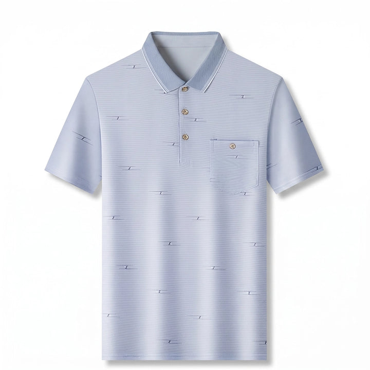 Farrell Striped Mesh Polo - Color:Blue;Size:S