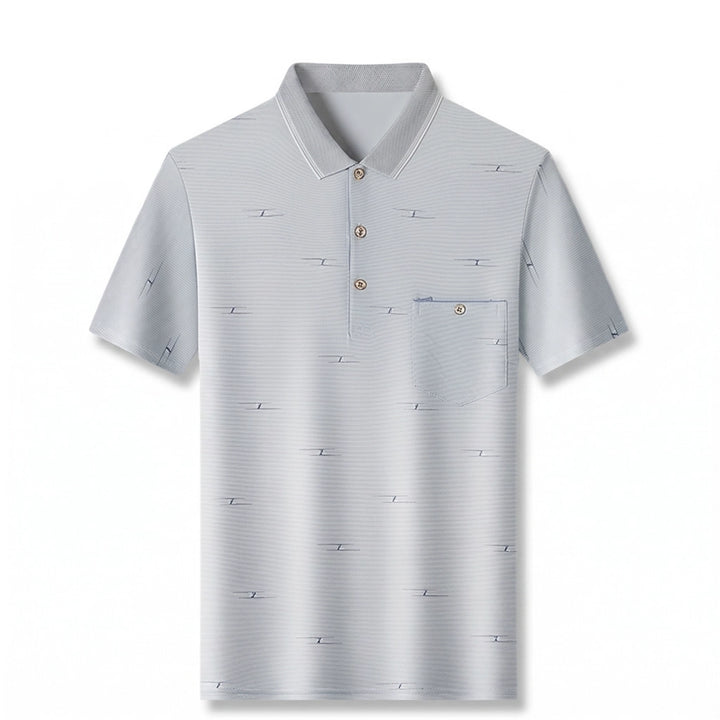 Farrell Striped Mesh Polo - Color:Gray;Size:S