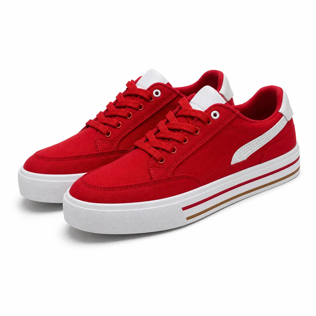 Finch Lace-Up Sneakers - Color:Red;Size:38