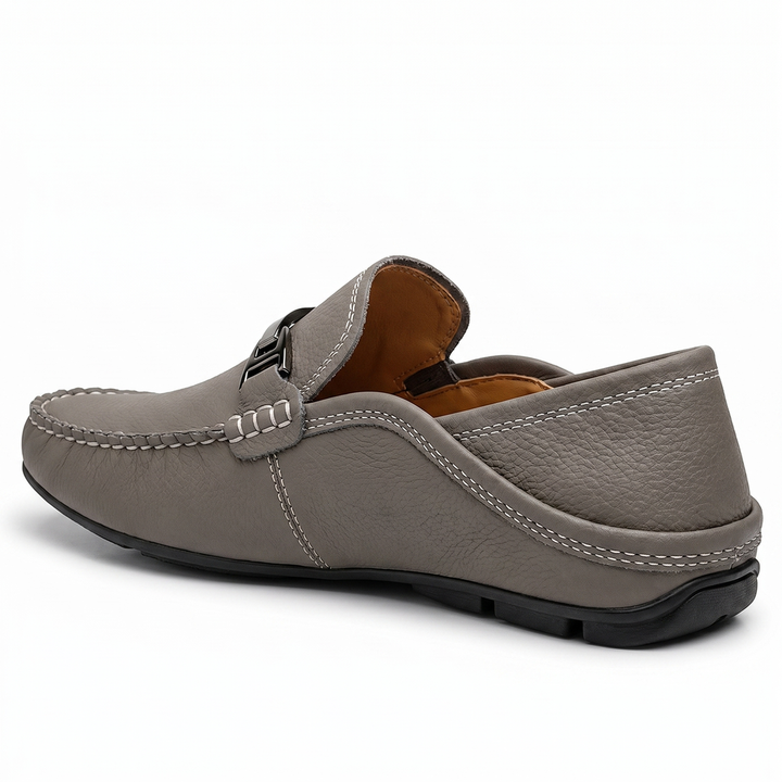 Gray Mason Leather Slip-On Loafers 4