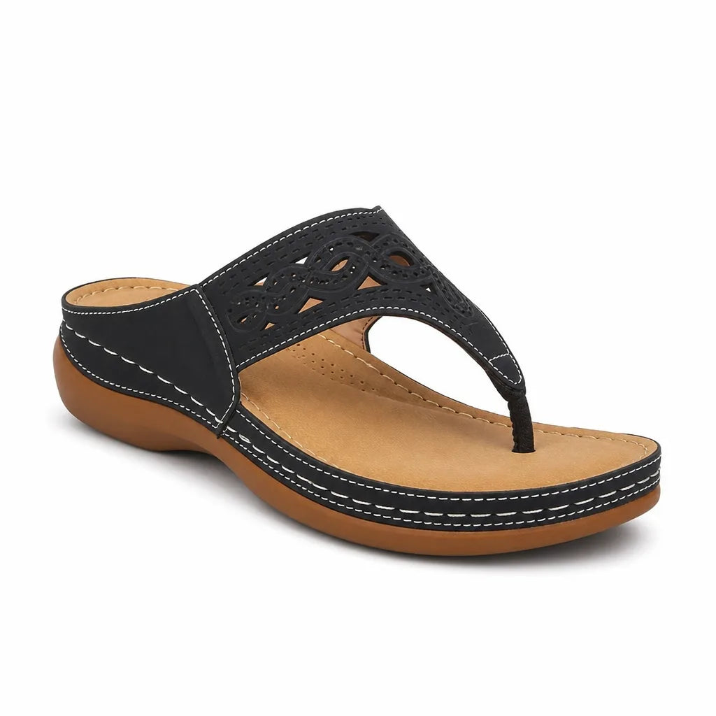 Women's Black Forsythe Rhinestone Thong Slides
