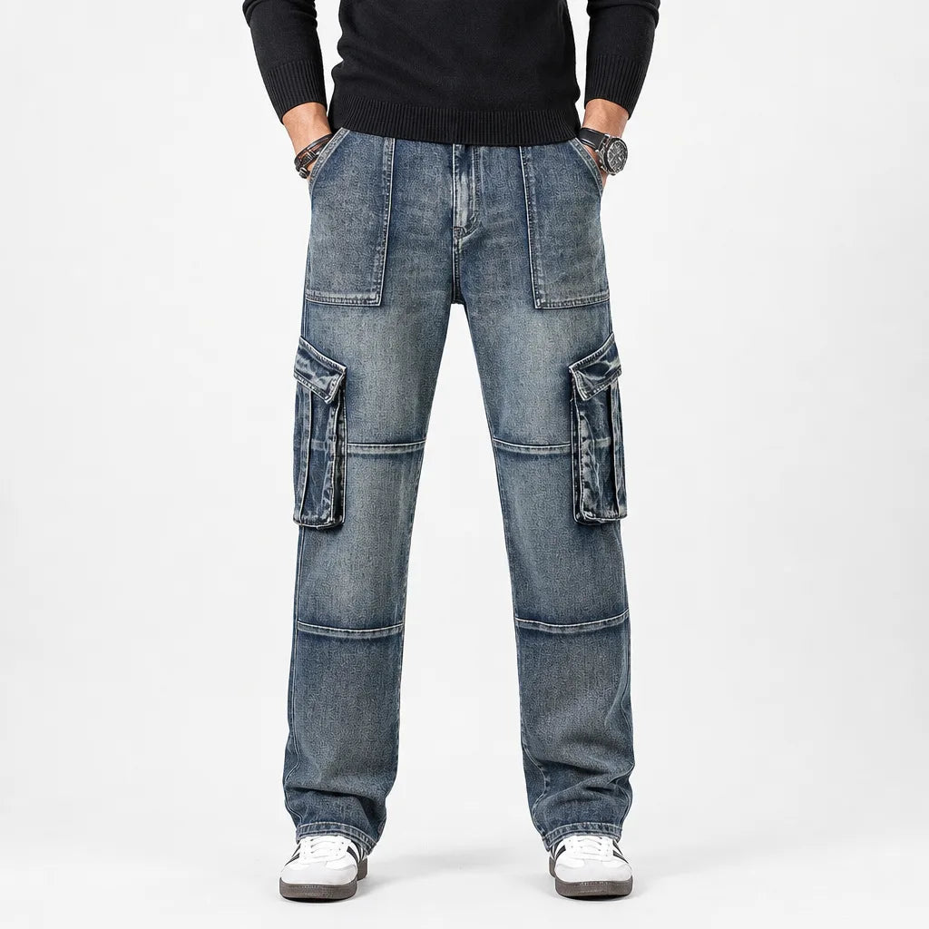 Men's Blue Kemp Straight Cargo Jeans