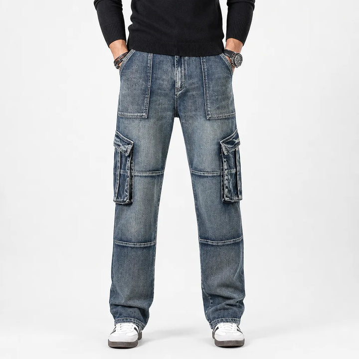 Men's Blue Kemp Straight Cargo Jeans