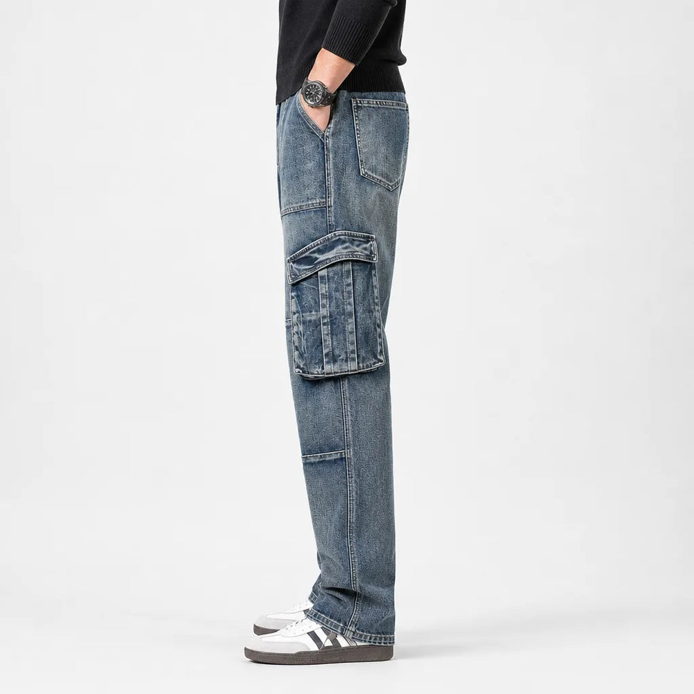 Men's Blue Kemp Straight Cargo Jeans