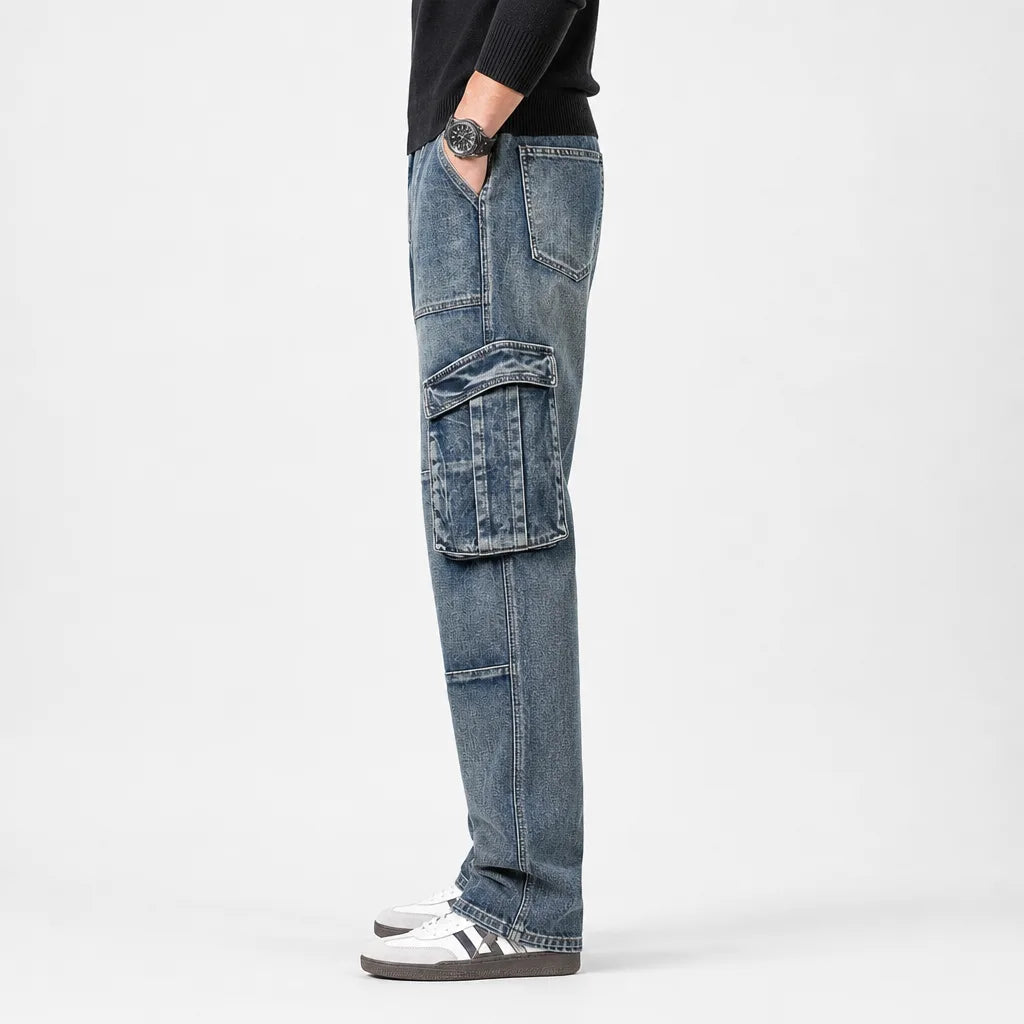 Men's Blue Kemp Straight Cargo Jeans
