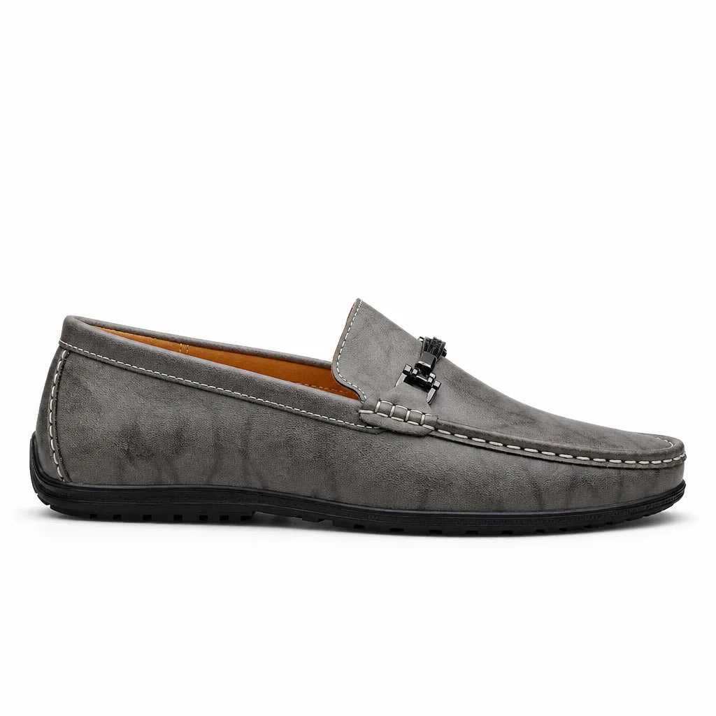 Men's Gray Declan Leather Driving Loafers