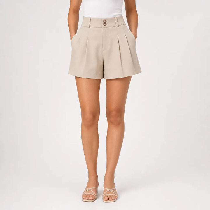 Women's Beige Ashford High Waist Shorts