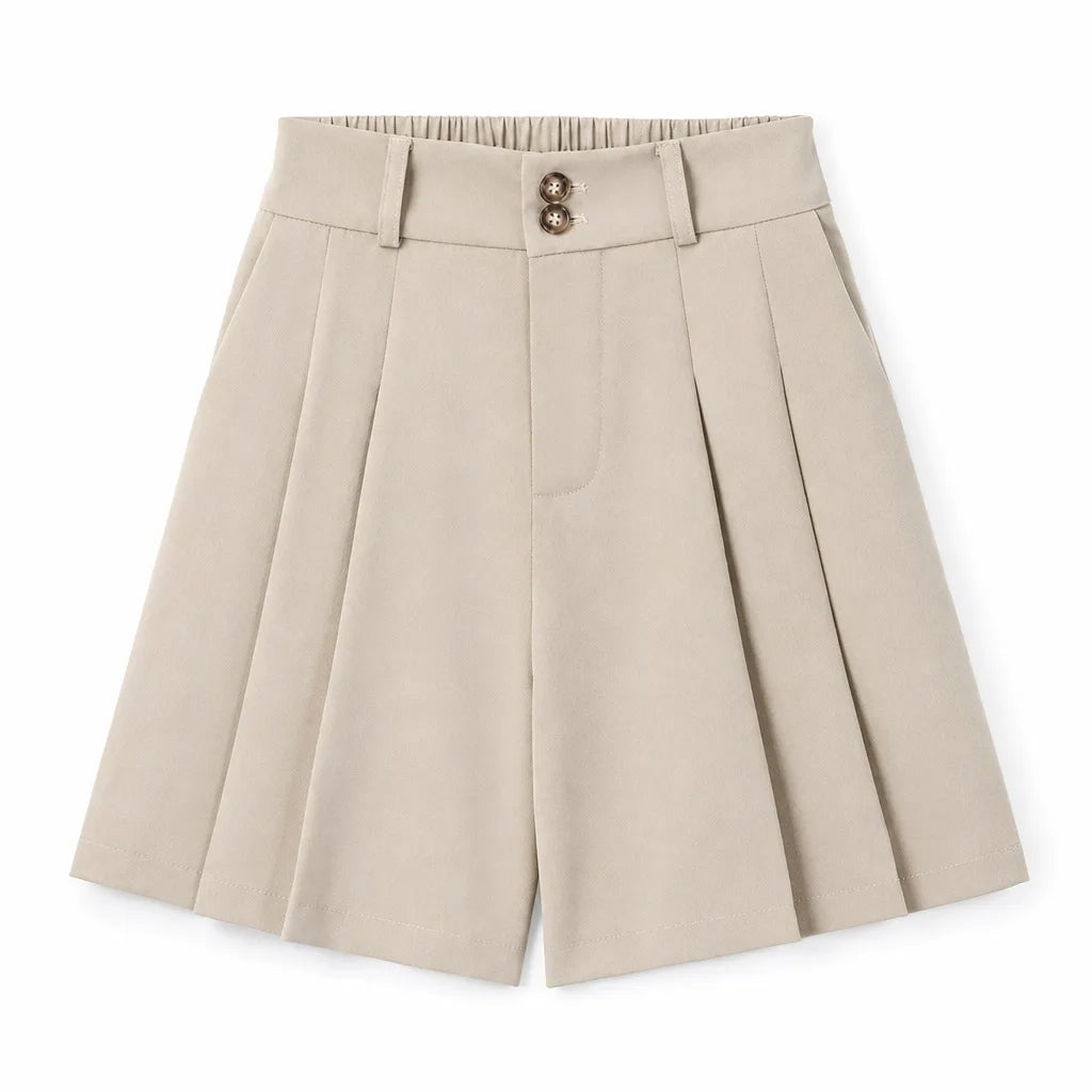 Gabriella High Waist Shorts - Color:Beige;Size:XS