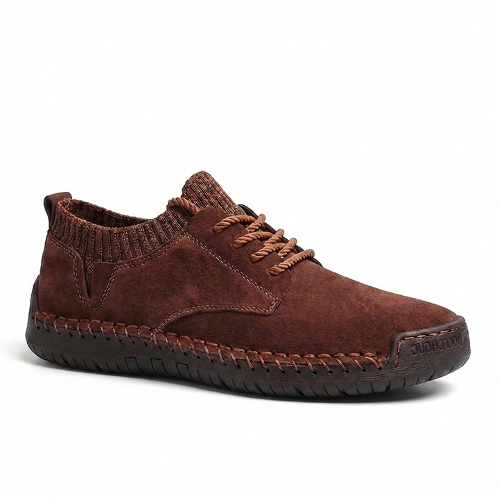 Leather Work Shoes with Contrast Stitching and Sock Collar