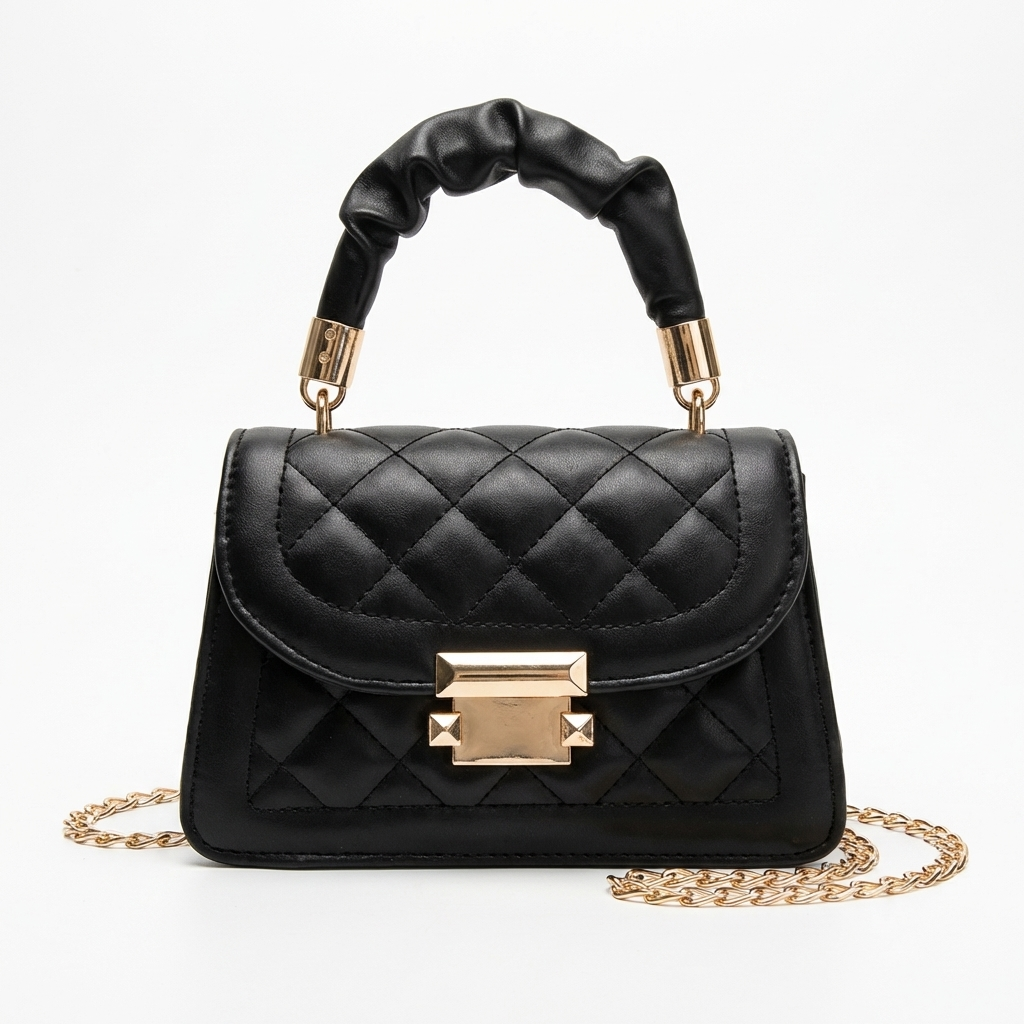 Quilted PU Leather Mini Crossbody Bag with Chain Strap